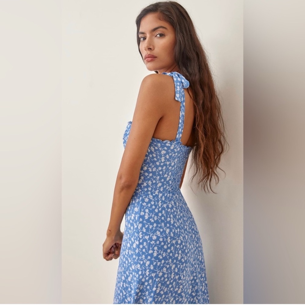 REFORMATION Nikita Dress, Marie Blue Floral, Size 10 - Picture 3 of 9